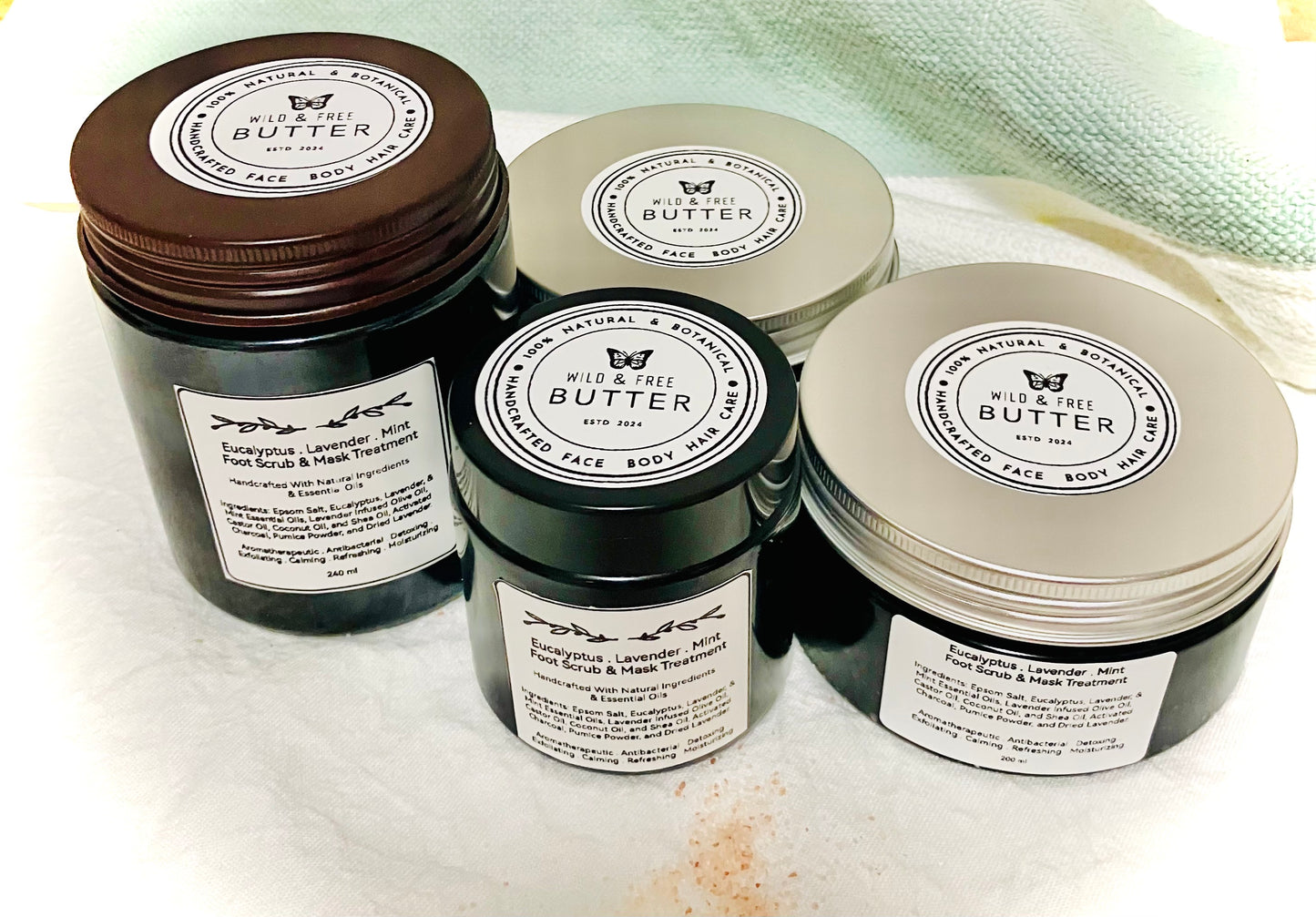 Eucalyptus, Lavender and Mint Foot Scrub and Mask.