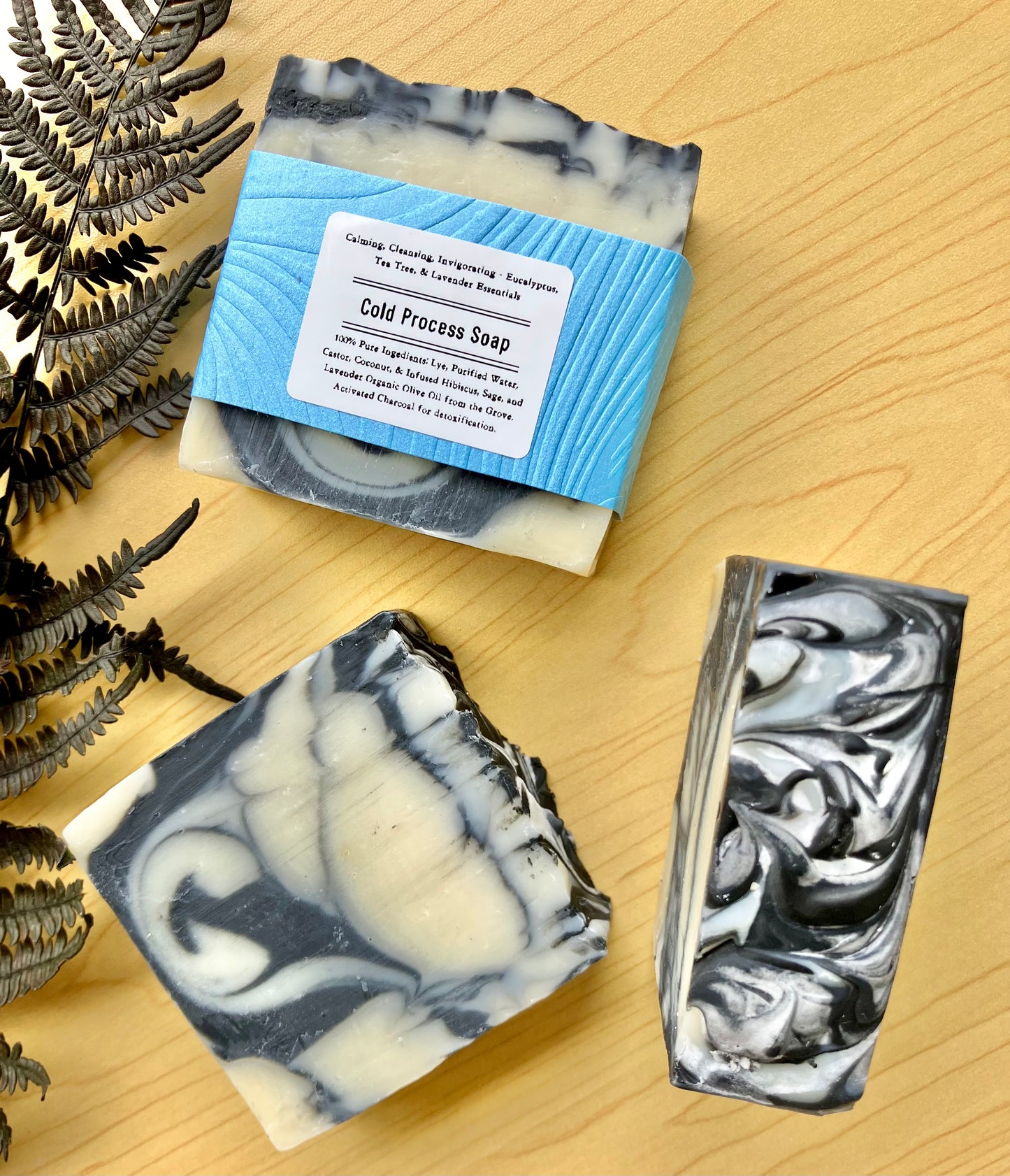 Charcoal Swirl Cold Process Soap - Σαπούνι Ψυχρή Μεθοδος με Άνθρακας - Face & Body - Πρόσωπο και Σώμα