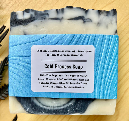 Charcoal Swirl Cold Process Soap - Σαπούνι Ψυχρή Μεθοδος με Άνθρακας - Face & Body - Πρόσωπο και Σώμα