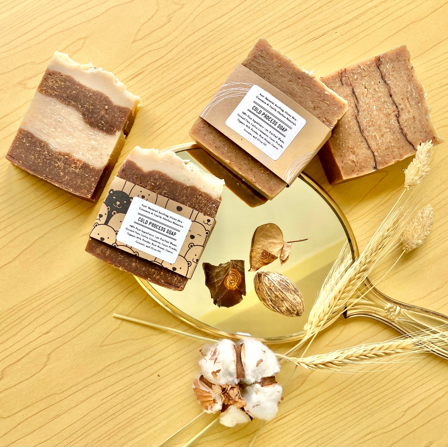 Soothing Honey & Oats Cold Process Soap - Face & Body - Πρόσωπο και Σώμα.